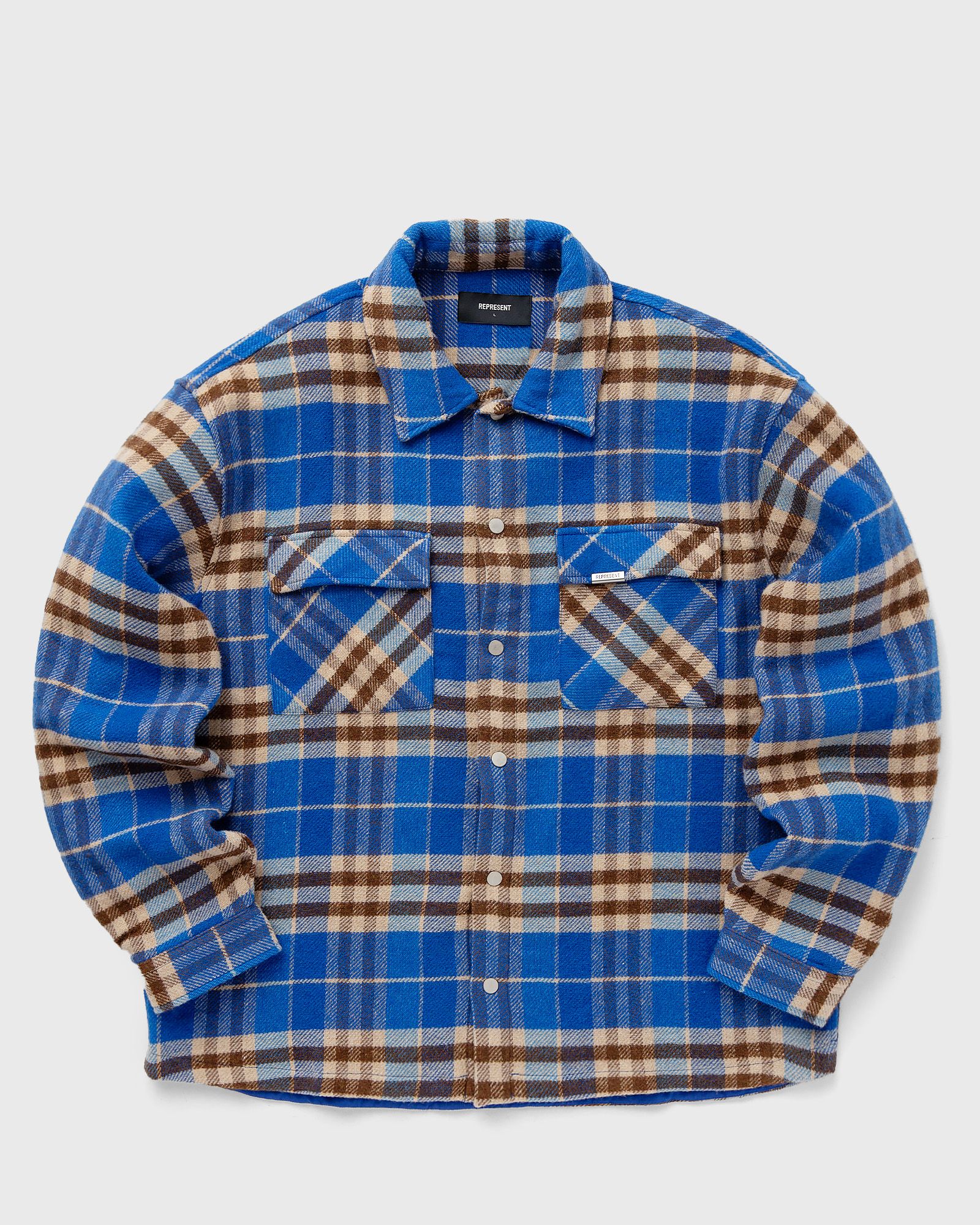 Represent INTIAL PRINT FLANNEL SHIRT men Overshirts blue|beige in Größe:M von Represent