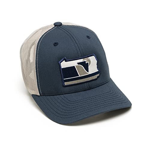 RepresentPA Pennsylvania Nittany Snapback Hut | Marineblau und Silber | Trucker Patch Cap | State Pride | PA Roots Memorabilia | 6 Panel | Outdoor Wear | von RepresentPA
