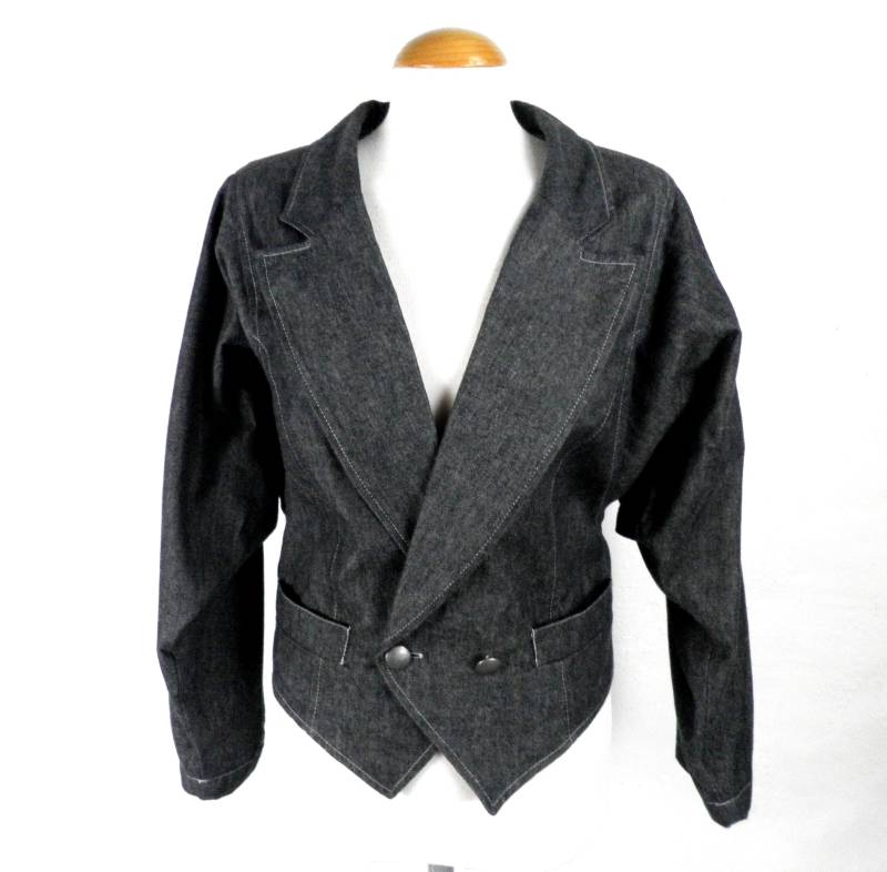 1970S Schwarze Jeans Jacke Mit Fledermausärmeln Von C & A Made in Uk Größe S Boho Funky Disco von Repsychological