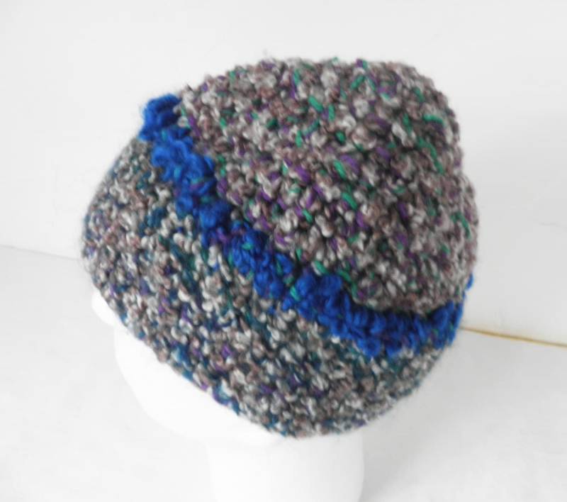Blauer Kreis Mütze Hand Made Gehäkelte Erwachsene Hut von Repsychological