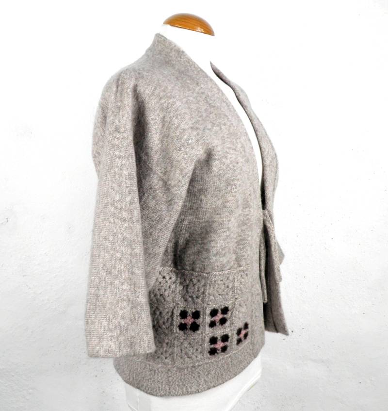 Reine Wolle Handgestrickt Und Gehäkelt Strickjacke Grösse M 1970Er Jahre Boho Jazz Art & Craft von Repsychological