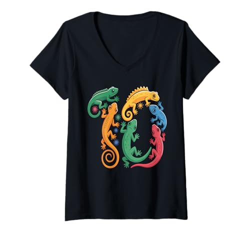 Damen Kinder 10. Geburtstag Reptilien Eidechsen Motto 10 Jahre alte Jungen T-Shirt mit V-Ausschnitt Damen Kinder 10. Geburtstag Reptilien Eidechsen Motto 10 Jahre alte Jungen T-Shirt mit V-Ausschnitt von Reptile Animal Lizards For 10 Year Old Boys