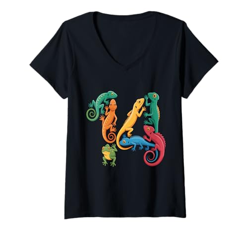 Damen Kinder 14. Geburtstag Reptilien Eidechsen Motto 14 Jahre alte Jungen T-Shirt mit V-Ausschnitt Damen Kinder 14. Geburtstag Reptilien Eidechsen Motto 14 Jahre alte Jungen T-Shirt mit V-Ausschnitt von Reptile Animal Lizards For 14 Year Old Boys