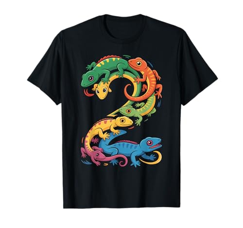 Kinder 2. Geburtstag Reptilien Eidechsen Motto 2 Jahre alte Jungen T-Shirt von Reptile Animal Lizards For 2 Year Old Boys