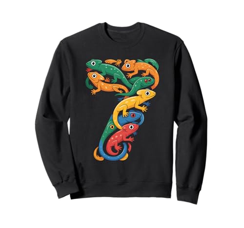 Kinder 7. Geburtstag Reptilien Eidechsen Motto 7 Jahre alte Jungen Sweatshirt von Reptile Animal Lizards For 7 Year Old Boys