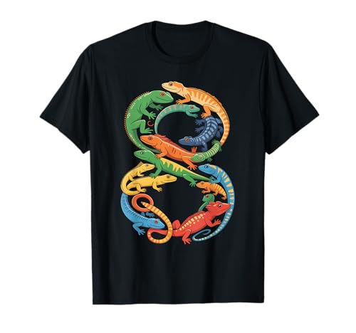 Kinder 8. Geburtstag Reptilien Eidechsen Motto 8 Jahre alte Jungen T-Shirt von Reptile Animal Lizards For 8 Year Old Boys