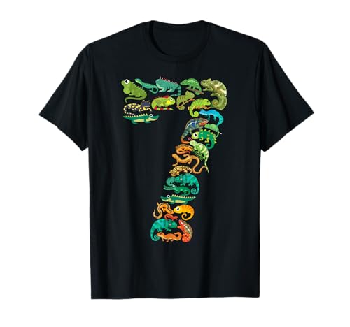 Kinder 7. Geburtstag Reptilien Eidechsen Themed 7 Jahre alte Jungen T-Shirt von Reptile Animal Lizards Outfit For 7 Year Old Boys