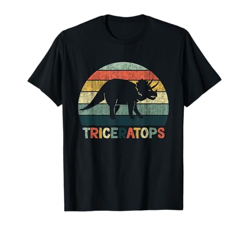 Reptile Dino Triceratops Dinosaur T-Shirt für Kinder und Erwachsene, Schwarz, S, Kurzarm, Klassische Passform, Tierdruck von Reptile Dino Triceratops Dinosaur