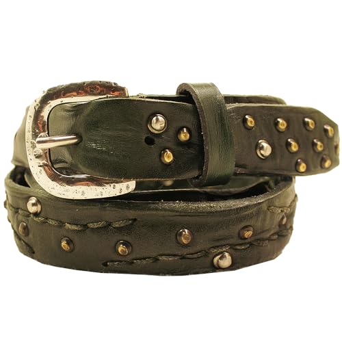 REPTILES HOUSE schmaler Gürtel mit Nieten aus Kalbsleder Mud, Breite: 2,5 cm, 90 cm von Reptile's House