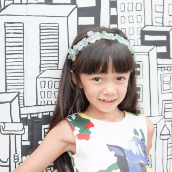 Serenity Blau Farbenes Blumen Stirnband von RepublicofPigtails