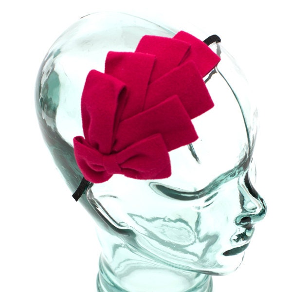 Vintage Style Filz Stirnband Farbe Magenta von RepublicofPigtails