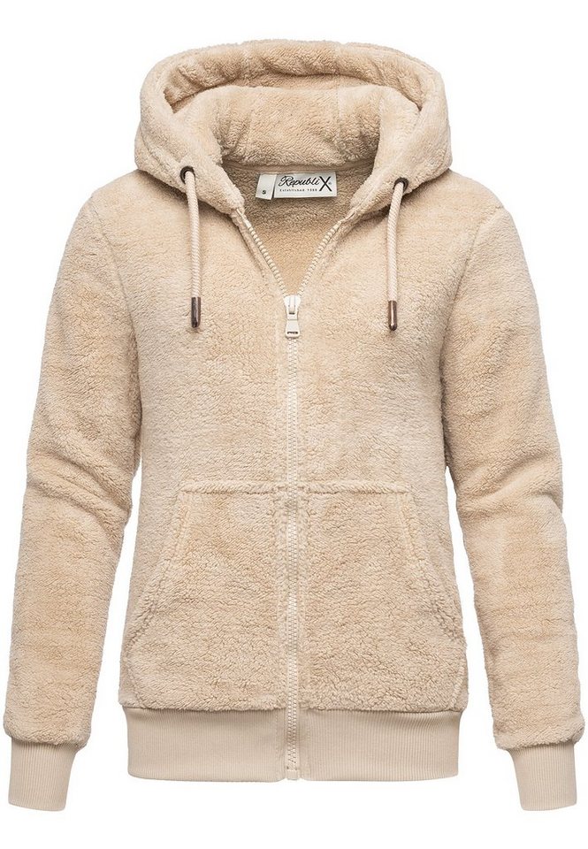 REPUBLIX Sweatjacke JANIE Damen Teddy Sweatjacke Plüsch Hoodie Pullover Zipper Jacke von REPUBLIX