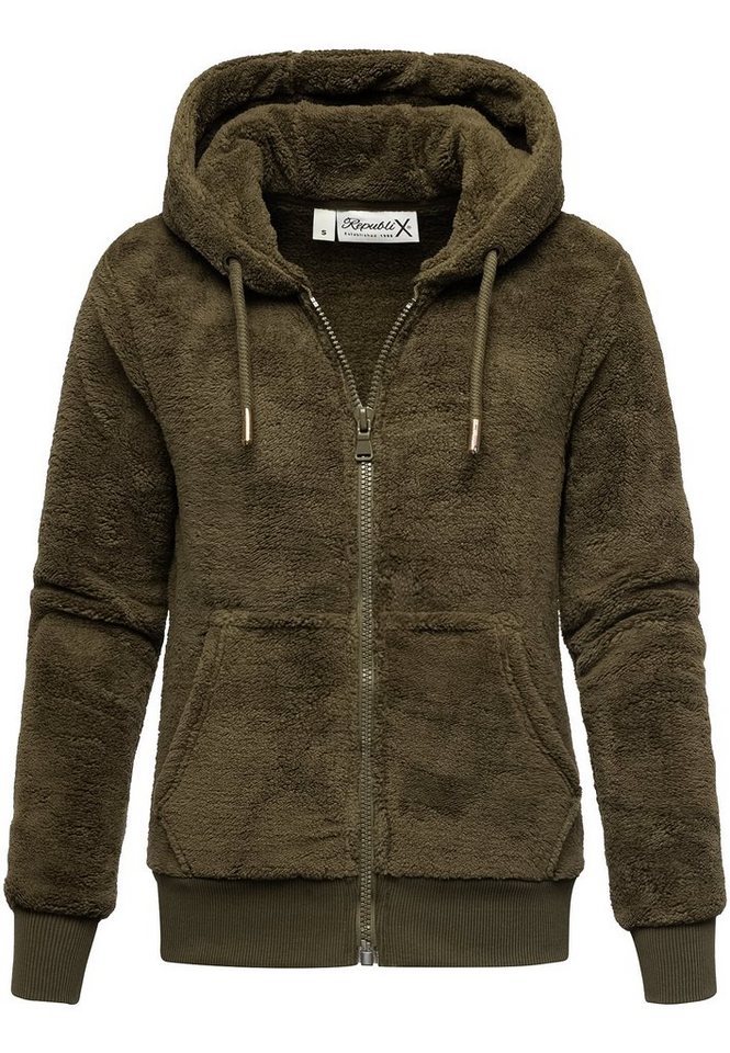 REPUBLIX Sweatjacke JANIE Damen Teddy Sweatjacke Plüsch Hoodie Pullover Zipper Jacke von REPUBLIX