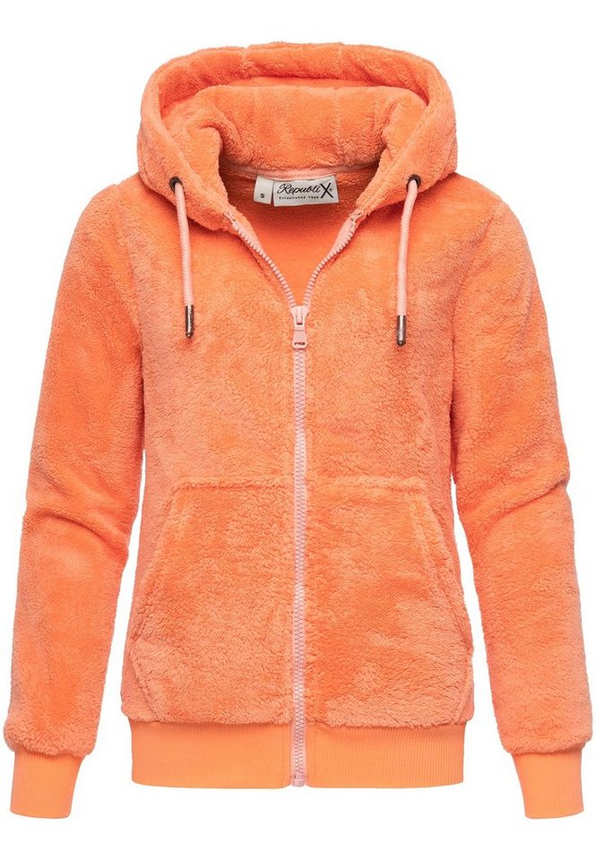 REPUBLIX Sweatjacke JANIE Damen Teddy Sweatjacke Plüsch Hoodie Pullover Zipper Jacke von REPUBLIX