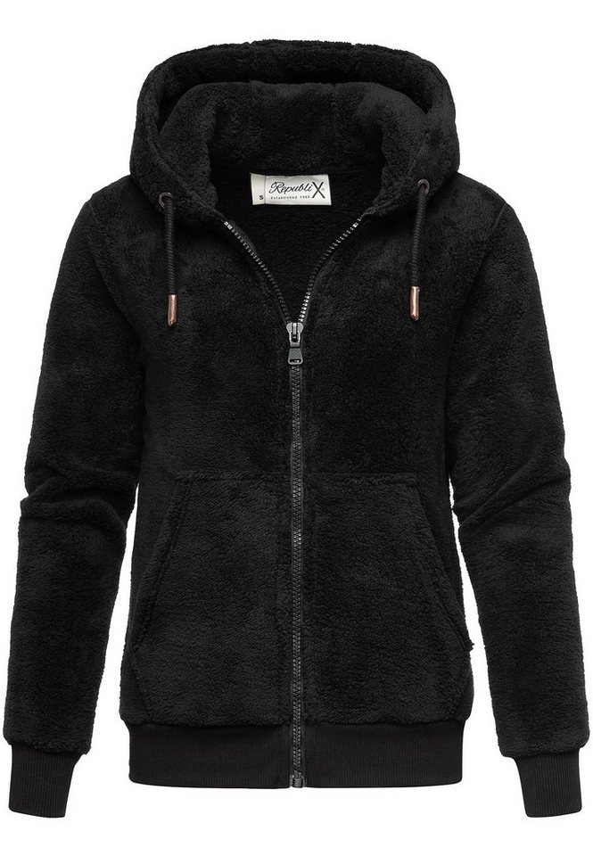 REPUBLIX Sweatjacke JANIE Damen Teddy Sweatjacke Plüsch Hoodie Pullover Zipper Jacke von REPUBLIX