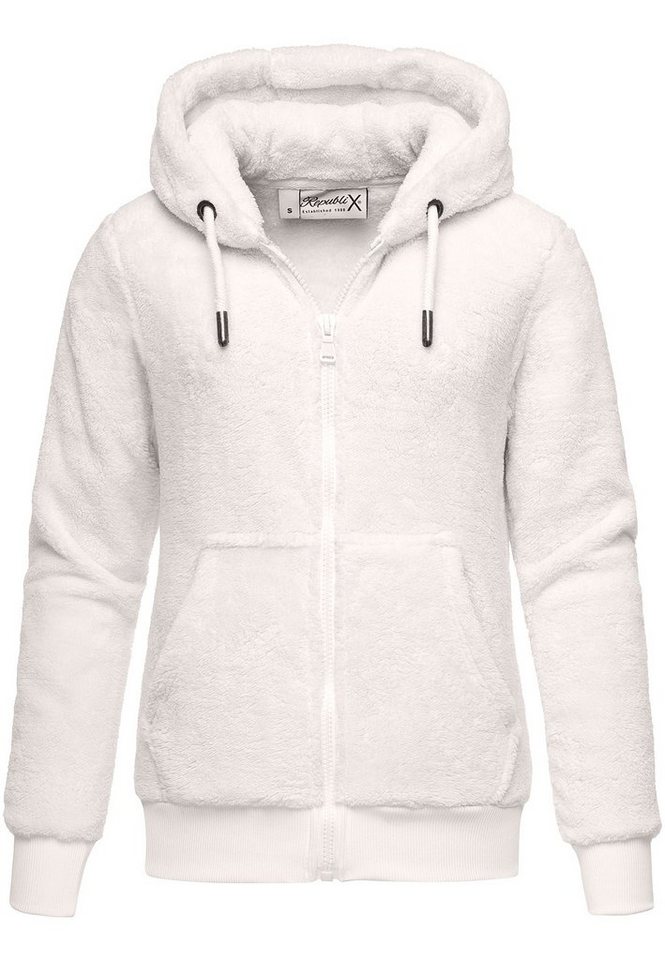 REPUBLIX Sweatjacke JANIE Damen Teddy Sweatjacke Plüsch Hoodie Pullover Zipper Jacke von REPUBLIX