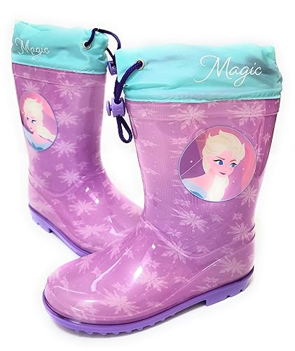 Disney Eiskönigin Gummistiefel Elsa | Disney Frozen Gummistiefel für Mädchen | Frozen Elsa Disney Gummistiefel mit rutschfester Sohle und Kordelverschluss, dunkelviolett, 30 EU von Requeteguay Urban RU