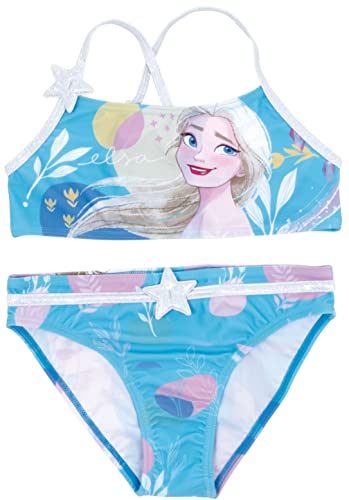 Disney Frozen Die Eiskönigin Bikini für Mädchen | Disney Frozen Badeanzug für Strand oder Pool | Bikini Typ Elsa Frozen Top und Strampler für Mädchen, blau, 8 Jahre von Requeteguay Urban RU