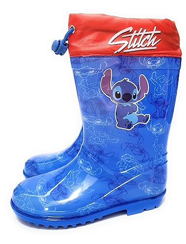 Lilo & Stitch Disney Gummistiefel | Disney Lilo & Stitch Unixex Gummistiefel | Stitch Disney Gummistiefel rutschfeste Sohle und Kordelzug, blau, 26 EU von Requeteguay Urban RU