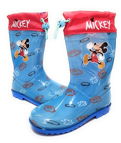 Micky Maus Disney Gummistiefel | Disney Mickey Mouse Gummistiefel für Jungen | Wasserstiefel Mickey Mouse rutschfeste Sohle und Kordelzug, blau, 30 EU von Requeteguay Urban RU