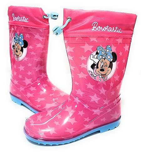 Minnie Mouse Disney Gummistiefel | Disney Minnie Mouse Gummistiefel für Mädchen | Minnie-Maus-Stiefel mit rutschfester Sohle und Kordelzug, Rosa, 22 EU von Requeteguay Urban RU