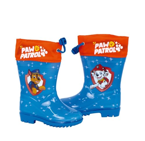 Requeteguay Urban RU Paw Patrol Gummistiefel für Kinder | Paw Patrol Chase und Marshall | Paw Patrol Wasserstiefel mit rutschfester Sohle und Kordelzug, blau, 22 EU von Requeteguay Urban RU