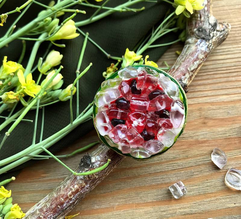 Wassermelone Cocktail Ring Strass Granat Kristall, Art Food Schmuck, Sommergarten Wassermelone Cocktail Ring Strass Granat Kristall, Art Food Schmuck, Sommergarten von RereshechkaDesign