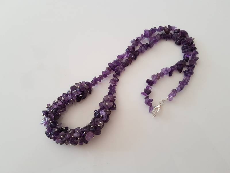 Halskette, Lila Violette Amethyst Chip Geschenk Für Frauen, Einzigartiges Handgefertigtes Geschenk, Mutter von Reriros