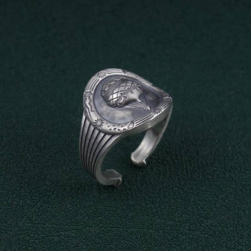 Verstellbarer Heißluftballonring, Heißluftballon, Schmuck Im Retro-stil, Traumthema, Handgefertigt in Frankreich, Massives 925Er Patiniertes Silber Verstellbarer Heißluftballonring, Heißluftballon, Schmuck Im Retro-stil, Traumthema, Handgefertigt in Frankreich, Massives 925Er Patiniertes Silber von ResMirum