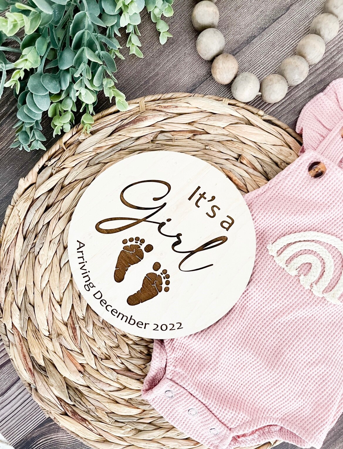 Baby Ankündigung, Geburt Schwangerschaft Foto Prop, Neues Baby, Prop von ResWoodDesignsUS