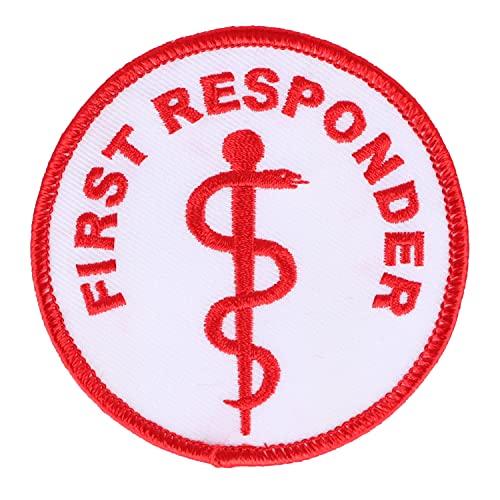Aufnäher First Responder mit Äskulapstab mit Klett weiß/rot von RescPol