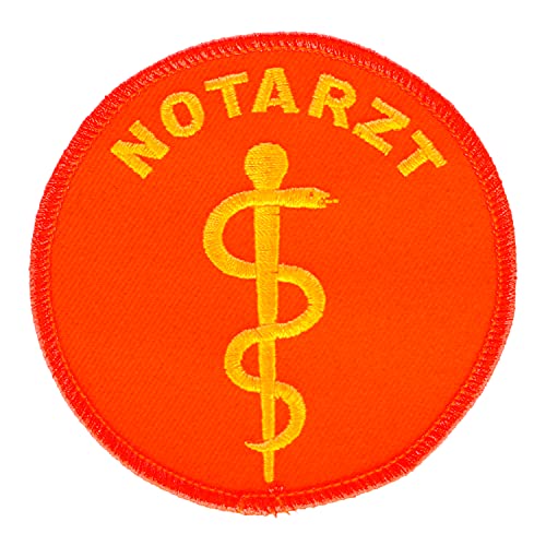 RescPol Aufnäher Notarzt mit Äskulapstab mit Klett leuchtorange/gelb von RescPol