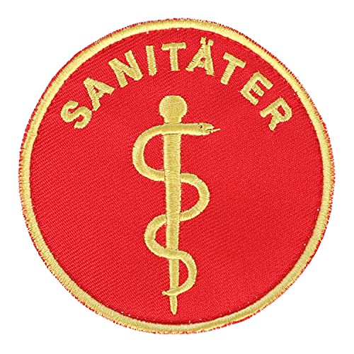 RescPol Aufnäher Sanitäter mit Äskulapstab mit Klett rot/gelb von RescPol