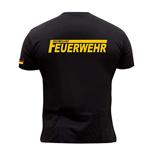 Rescue Point Freiwillige Feuerwehr Herren Kurzarm T-Shirt KF26DE (Schwarz, S) von Rescue Point