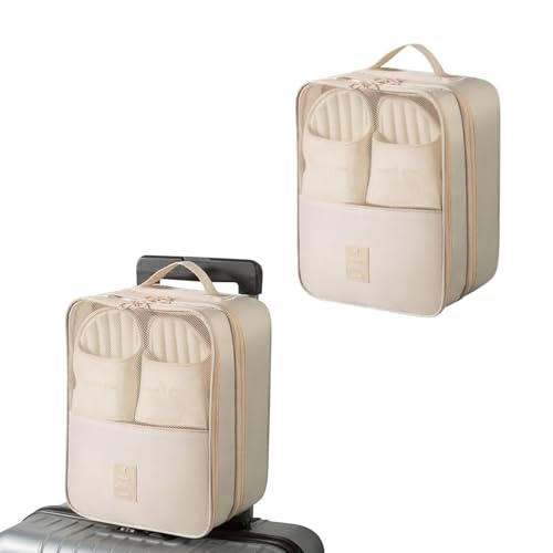 Resdenio Schuhbeutel für Reisen – für 3 Paar Schuhe, tragbare Schuhaufbewahrungstasche, Organizer, Reisegepäck, Schuh-Organizer für Damen und Jugendliche, 2 Stück, Beige, Max size up to 12 Resdenio Schuhbeutel für Reisen – für 3 Paar Schuhe, tragbare Schuhaufbewahrungstasche, Organizer, Reisegepäck, Schuh-Organizer für Damen und Jugendliche, 2 Stück, Beige, Max size up to 12 von Resdenio