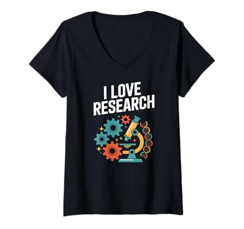 Damen I Love Research Mikroskope DNA Science T-Shirt mit V-Ausschnitt Damen I Love Research Mikroskope DNA Science T-Shirt mit V-Ausschnitt von Research Enthusiast Science Microscope DNA