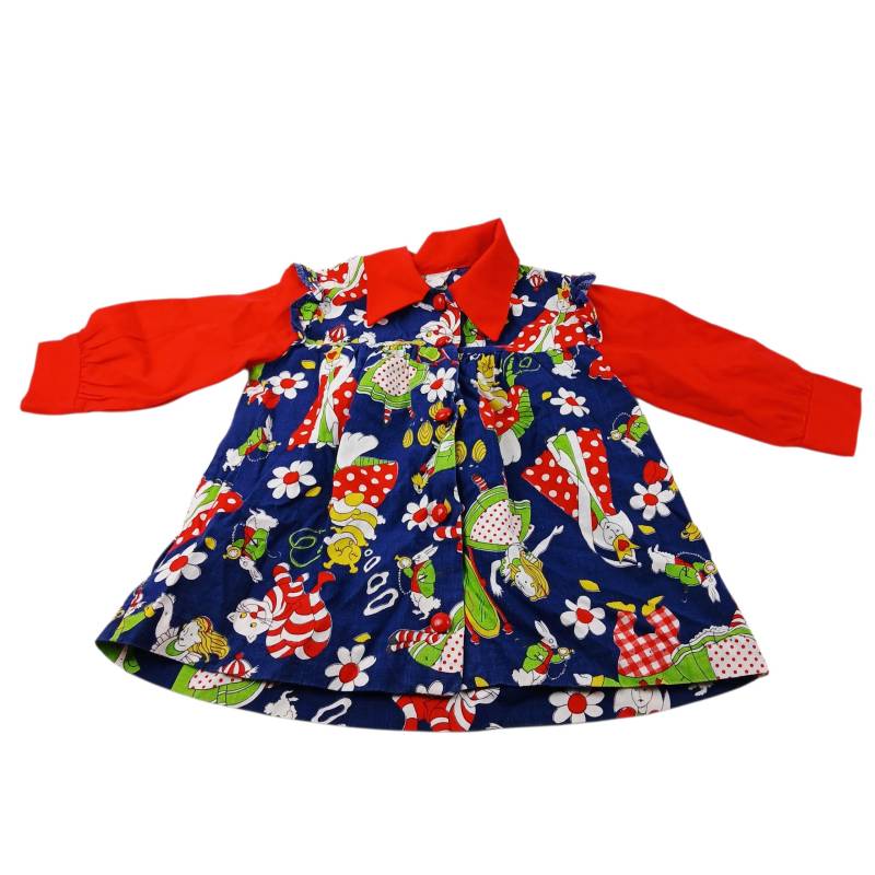 Vintage Alice Im Wunderland Kleid 1960Er Jahre Handmade Kleidung Kleinkind Mädchen Red Top Made Usa Kinder-Kleidung Romper Trim Sleeve von ReservedForRoyalty