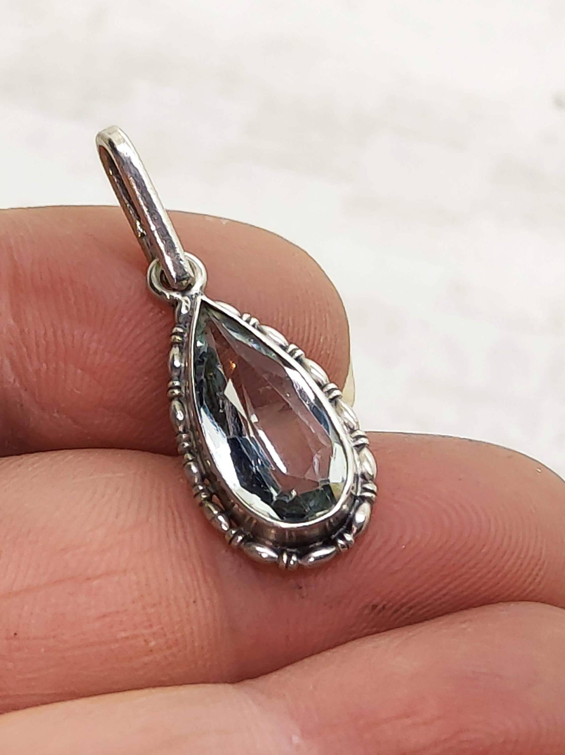 Art Decò Aquamarin Anhänger 835 Silber 1930S Hellblau Handgeschmiedet Silberschmied von Residenzler