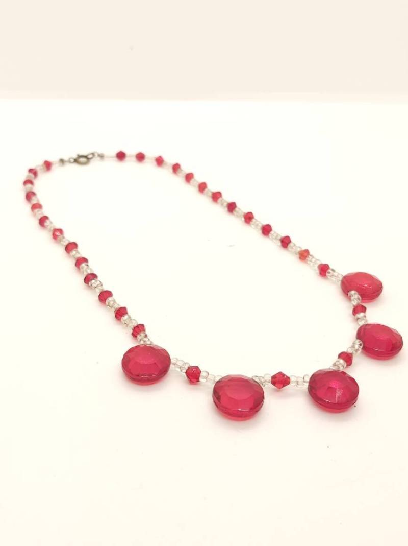 Art Decò Facettierte Glass Multicolor Beads Kette 1930S Glasperlen von Residenzler