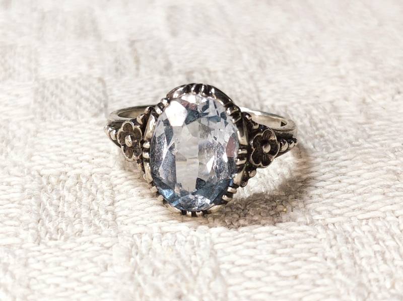 Hellblau Spinell Ring 1910S Jugendstil Silber Handarbeit von Residenzler