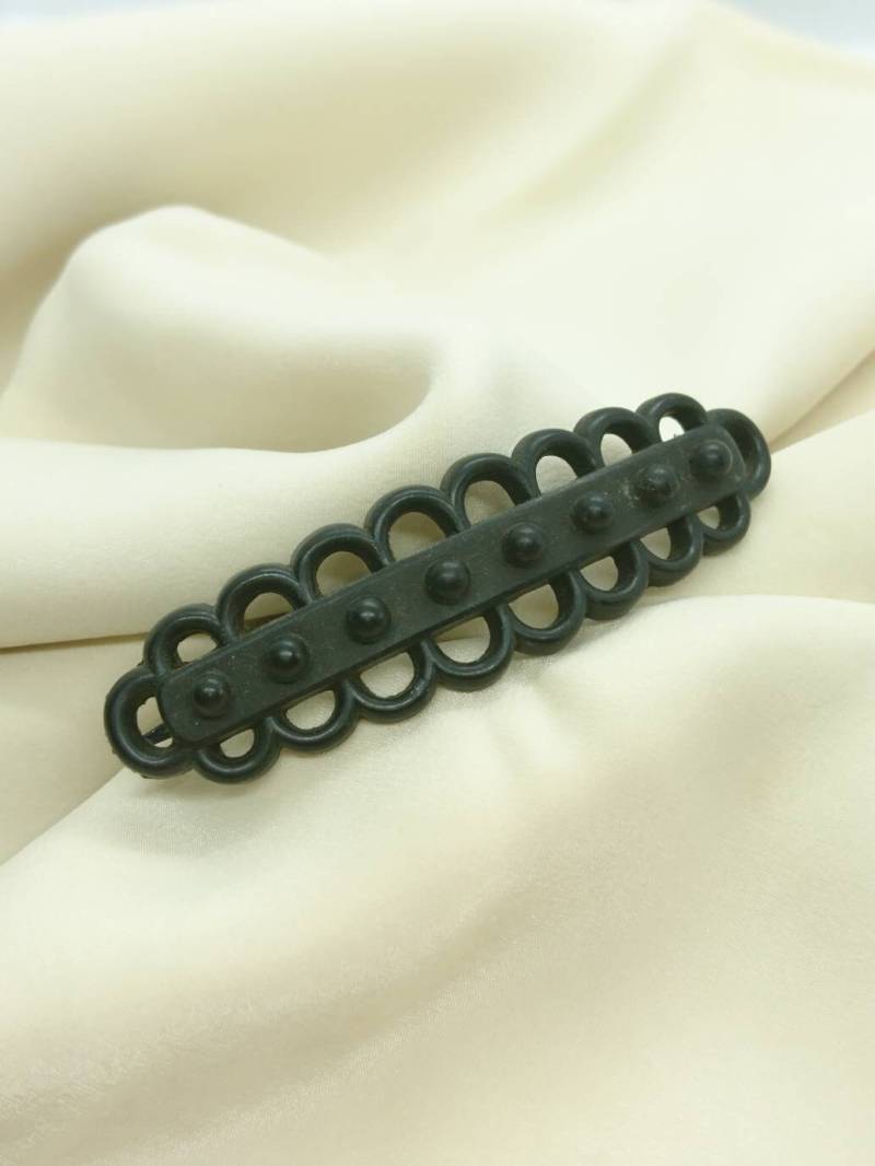 Jugendstil Trauer Whitby Jet Haarspange Um 1910 Antik Mourning Jewelry von Residenzler