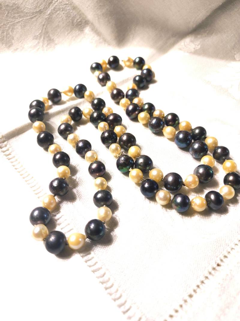 Vintage Akoya Perlen Halskette Würger Endlos 1980S von Residenzler