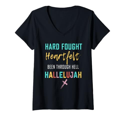 Damen Ich bringe Mein hart erkämpftes, herzliches Hallelujah Christian T-Shirt mit V-Ausschnitt Damen Ich bringe Mein hart erkämpftes, herzliches Hallelujah Christian T-Shirt mit V-Ausschnitt von Resilience Inspiration Shirts