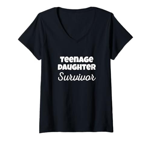Damen Tochter im Teenageralter, Überlebende, Mutter, Elternleben T-Shirt mit V-Ausschnitt Damen Tochter im Teenageralter, Überlebende, Mutter, Elternleben T-Shirt mit V-Ausschnitt von Resilient Mothers Family Women