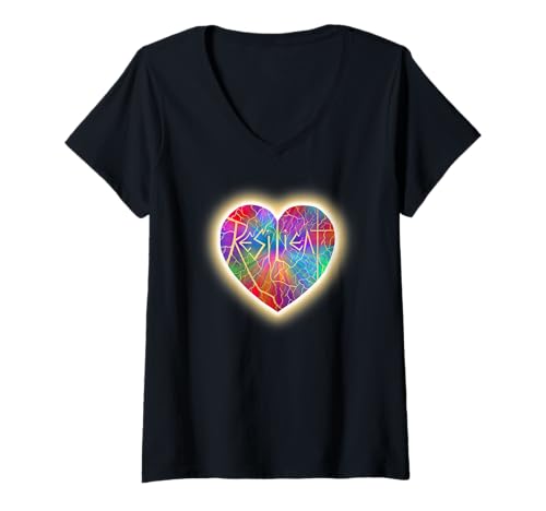 Damen Widerstandsfähiges Regenbogen-Kintsugi-Herz T-Shirt mit V-Ausschnitt Damen Widerstandsfähiges Regenbogen-Kintsugi-Herz T-Shirt mit V-Ausschnitt von Resilient Rainbow Kintsugi Heart