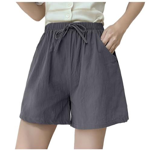 Damen Sommer Shorts Lässige Kurze Hose Sport Shorts Baumwolle High Waist Running Gym Fitness Hose Kurz Sporthose Jogginghose Mit Tunnelzug Und Taschen von ReSin90s