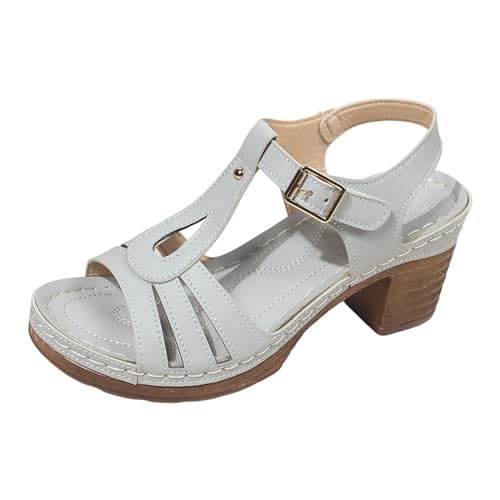 Resin90s Damen-Sandalen Mit Hohen Absätzen Damenschuhe Modische Blockabsätze-Sandals Mit Offenem Sommerschuhe Pantoletten Freizeit High Heels Sommer Sandalette von Resin90s