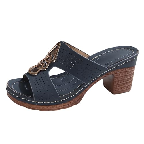 Resin90s Damen Sandalen Mules Mit Hohem Blockabsatz Sandalen Mit Hohem Absatz Ohne Verschluss Blockabsatz Mule Mit Plateau Sommerschuhe Slipper Hausschuhe Slides Damenschuhe Frauen von ReSin90s