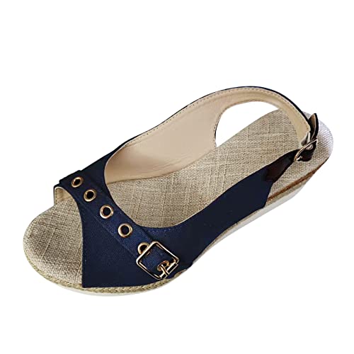 Resin90s Damen Sandalen Open Toe Wedges Strand Im Freien Dicke Boden Sandalen Mit Strass Perlen Bohemia Strand Schuhe Sommerschuhe Plateausandalen Pantoletten Frauen Slipper Sandals von ReSin90s