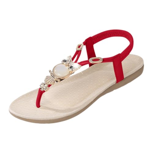 ReSin90s Damen Sandalen Sommer Anpassungsfähige Strand Sandals Zehentrenner Sommerschuhe Bohemian Flip Flops Flache Zehentrenner Sandaletten Strandsandalen Pool Meer Strand Outdoor Sommerschuhe von ReSin90s